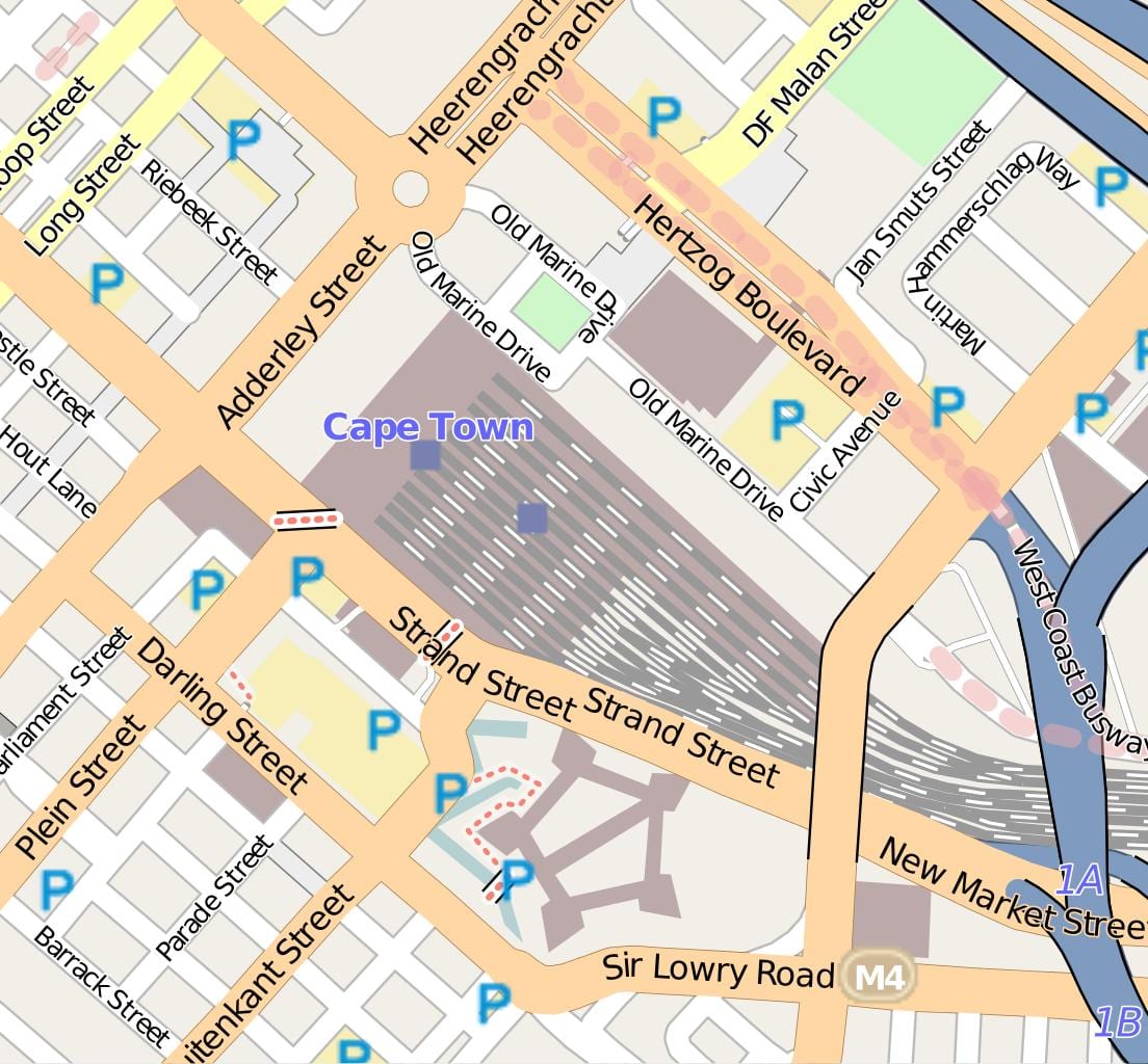 kat jeyografik nan barrack lari yo nan Cape Town