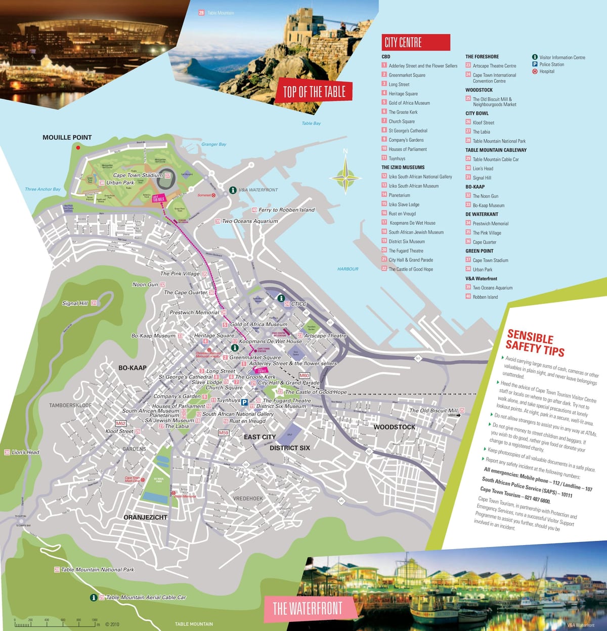 Cape Town touris atraksyon kat jeyografik