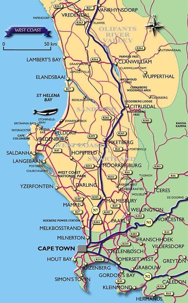 kat jeyografik nan litoral la Cape Town