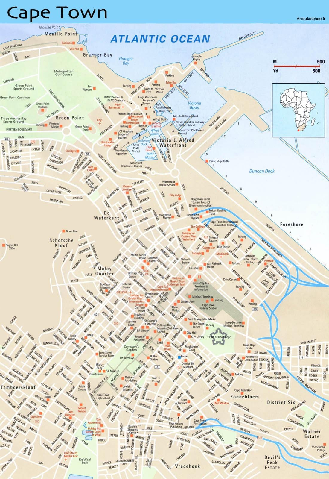 kat jeyografik lari yo nan Cape Town Lafrik di Sid
