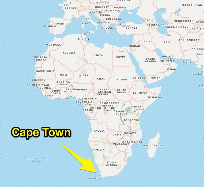 Cape Town kote sou kat jeyografik mond lan