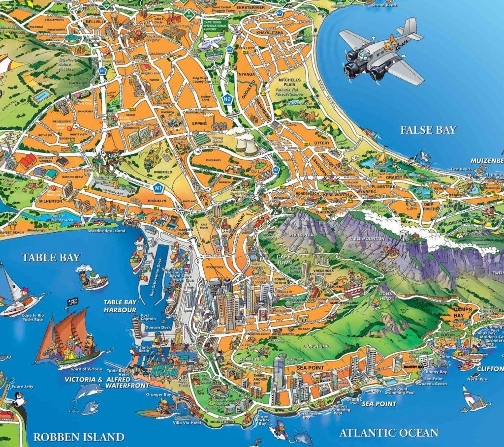kat jeyografik la touris nan Cape Town