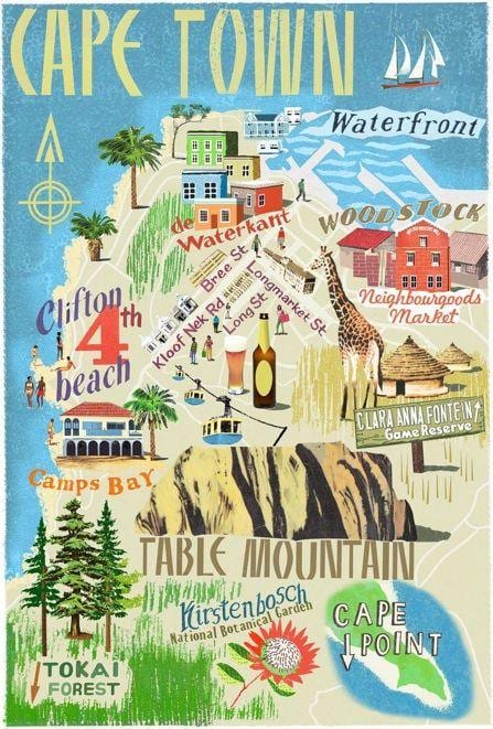 kat jeyografik nan kat atraksyon sou yon kat jeyografik nan Cape Town