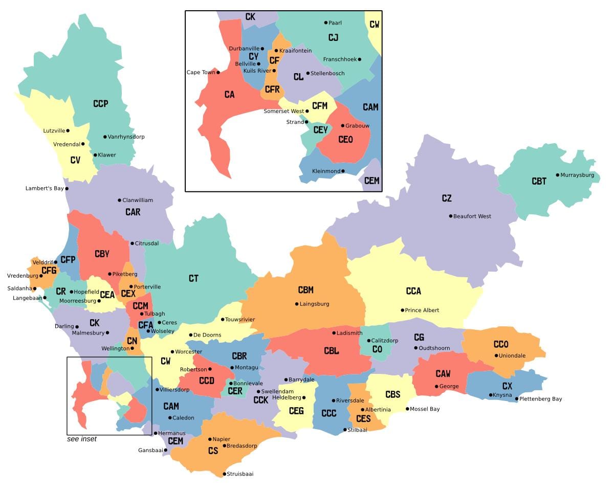 kat jeyografik nan western cape tout savann pou bèt yo