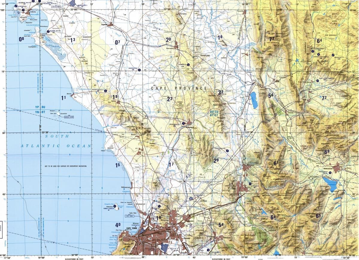 Cape Town kat topografik