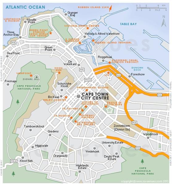 kat jeyografik nan syèk vil Cape Town