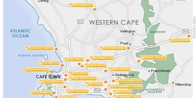 Kat jeyografik nan Cape Town teren gòlf 