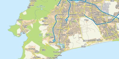 Kat jeyografik nan diep larivyè lefrat Cape Town